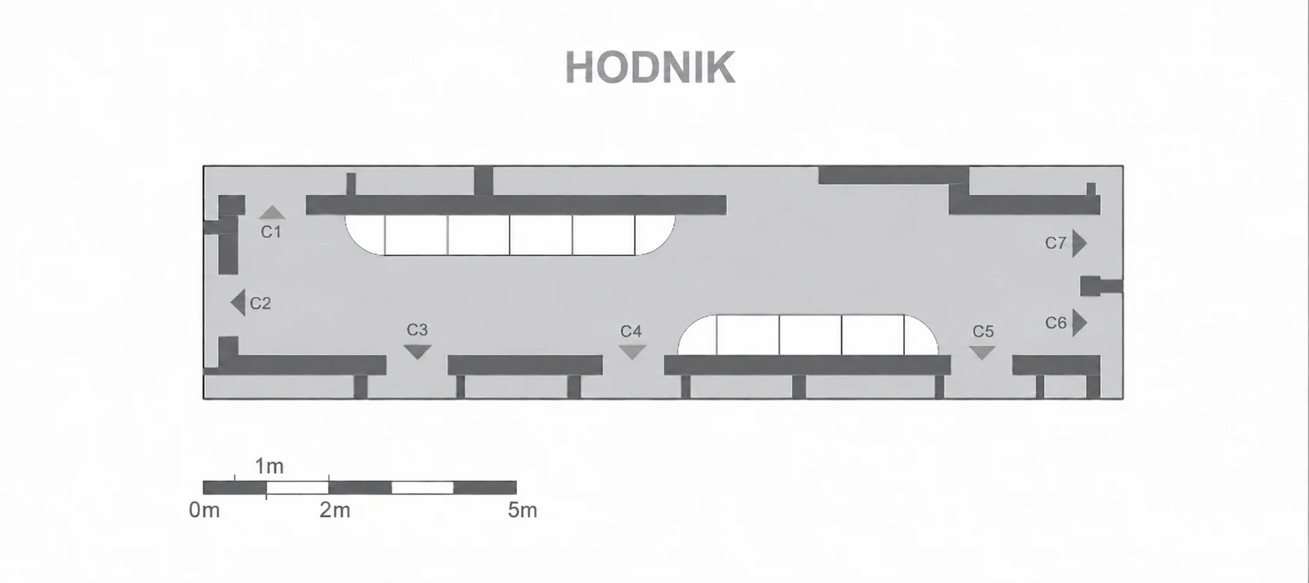 Plan hodnika sa ulazima u stanove i privatnim prostorima za odlaganje